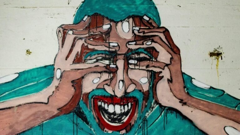 A painting of a guy suffering stress.