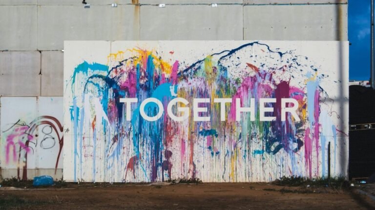 An arty sign that says 'Together'