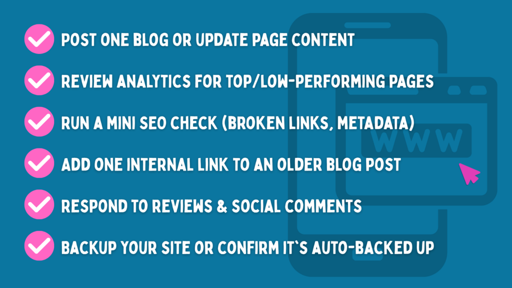 Weekly Checklist for online success.